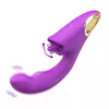 3-in-1 Vibrator für Frauen – Klitoris, G-Punkt & Realistischer Stoß-Dildo mit Zungenfunktion - 217.9*44.5*79.6mm, Silicone, Purple