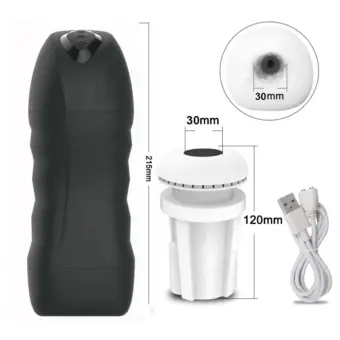 Automatischer männlicher Masturbator mit Saug- und Vibrationsfunktion – Blowjob-Maschine, Masturbationstasse für Erwachsene - Black 30 mm