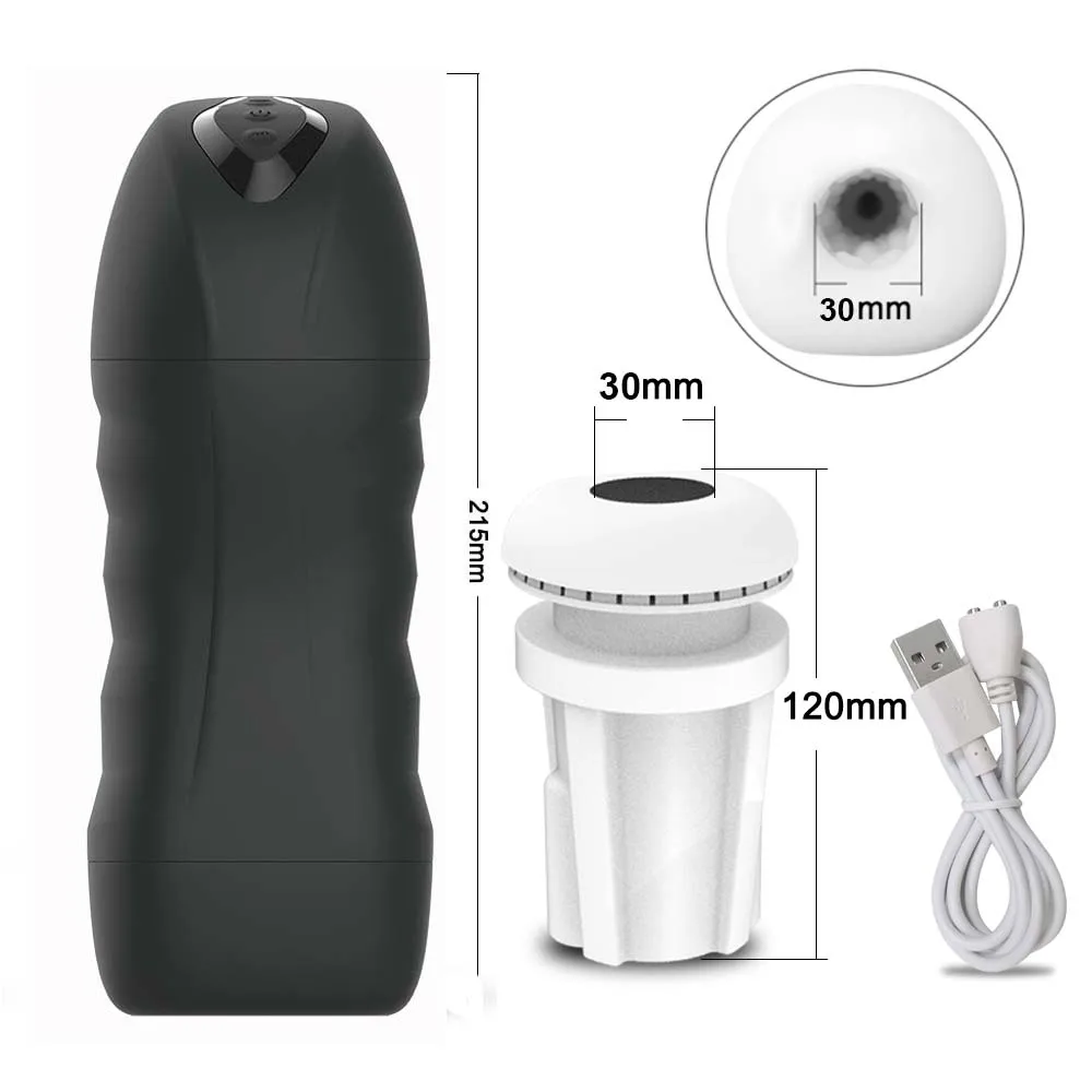 Automatischer männlicher Masturbator mit Saug- und Vibrationsfunktion – Blowjob-Maschine, Masturbationstasse für Erwachsene - Black 30 mm