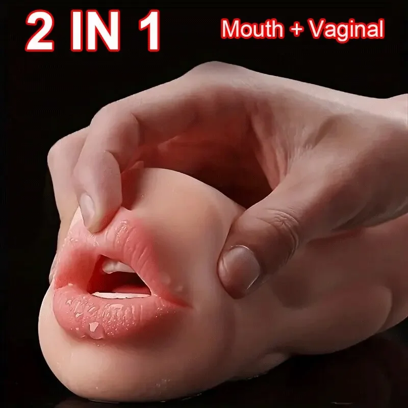 3-in-1 Masturbator für Männer – Realistische Silikon-Masturbationstasse mit Orale-, Anale- und Klitoris-Simulation - 2 IN 1 flesh