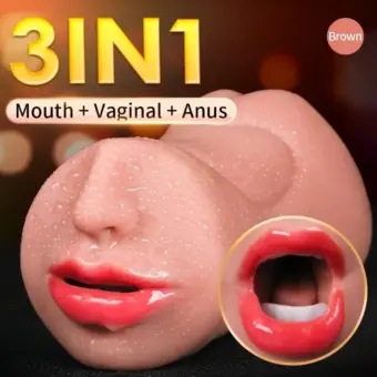 3-in-1 Masturbator für Männer – Realistische Silikon-Masturbationstasse mit Oraler-, Anal- und Klitoris-Simulation (18+) - 3 IN 1 brown