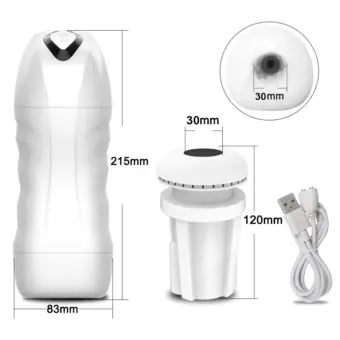 Automatischer männlicher Masturbator mit Saug- und Vibrationsfunktion – Blowjob-Maschine, Masturbationstasse für Erwachsene - White 30mm