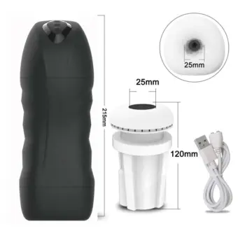 Automatischer männlicher Masturbator mit Saug- und Vibrationsfunktion – Blowjob-Maschine, Masturbationstasse für Erwachsene - Black 25mm